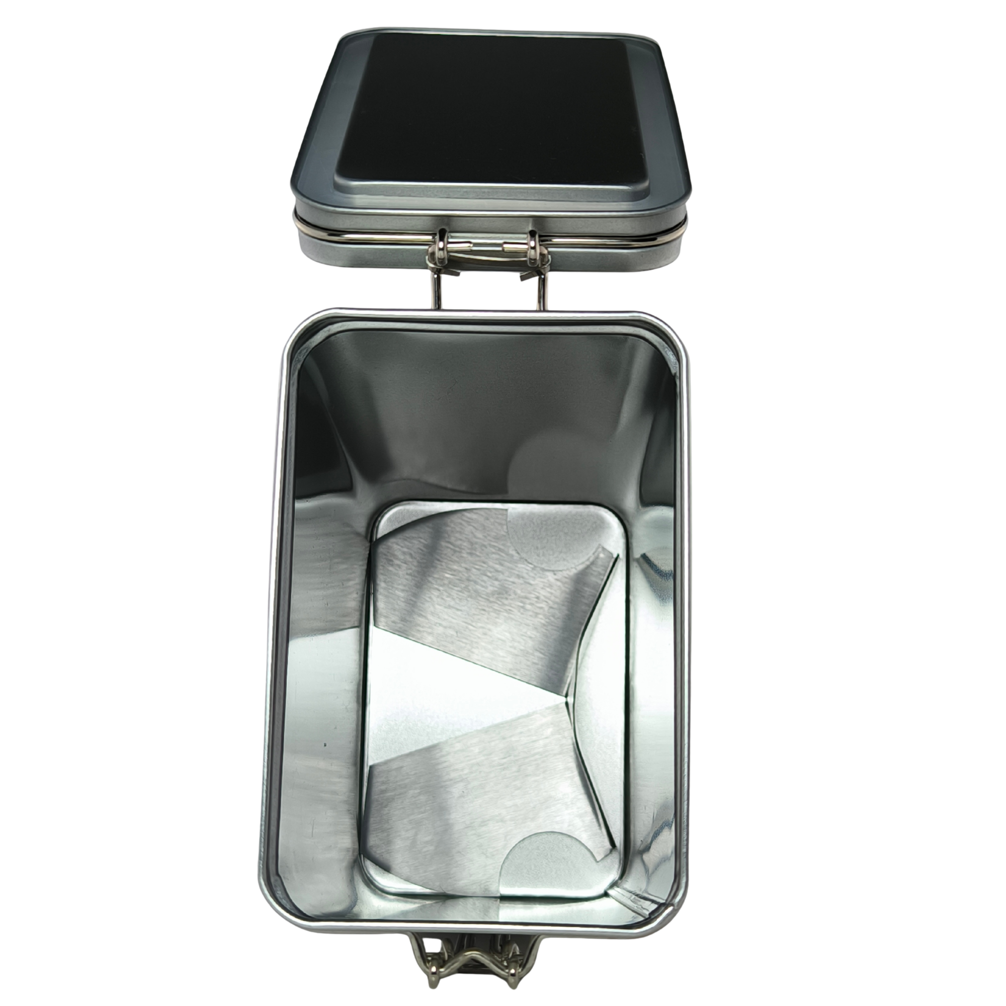 Purecase - Die Dose mit Klinge Edelstahlbehälter mit abnehmbarem Deckel, klar und funktional.